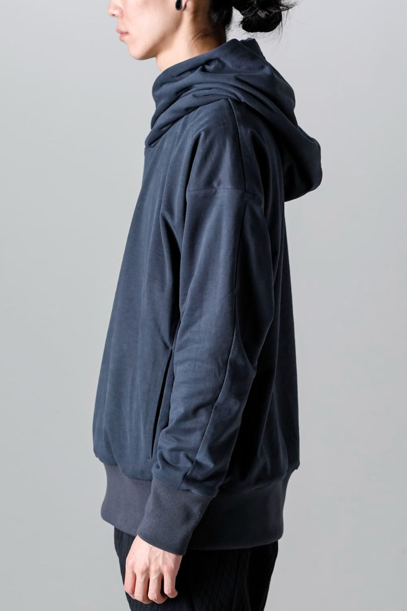 Hooded pullover cotton jersey  Blue Gray