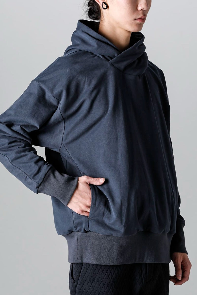 Hooded pullover cotton jersey  Blue Gray