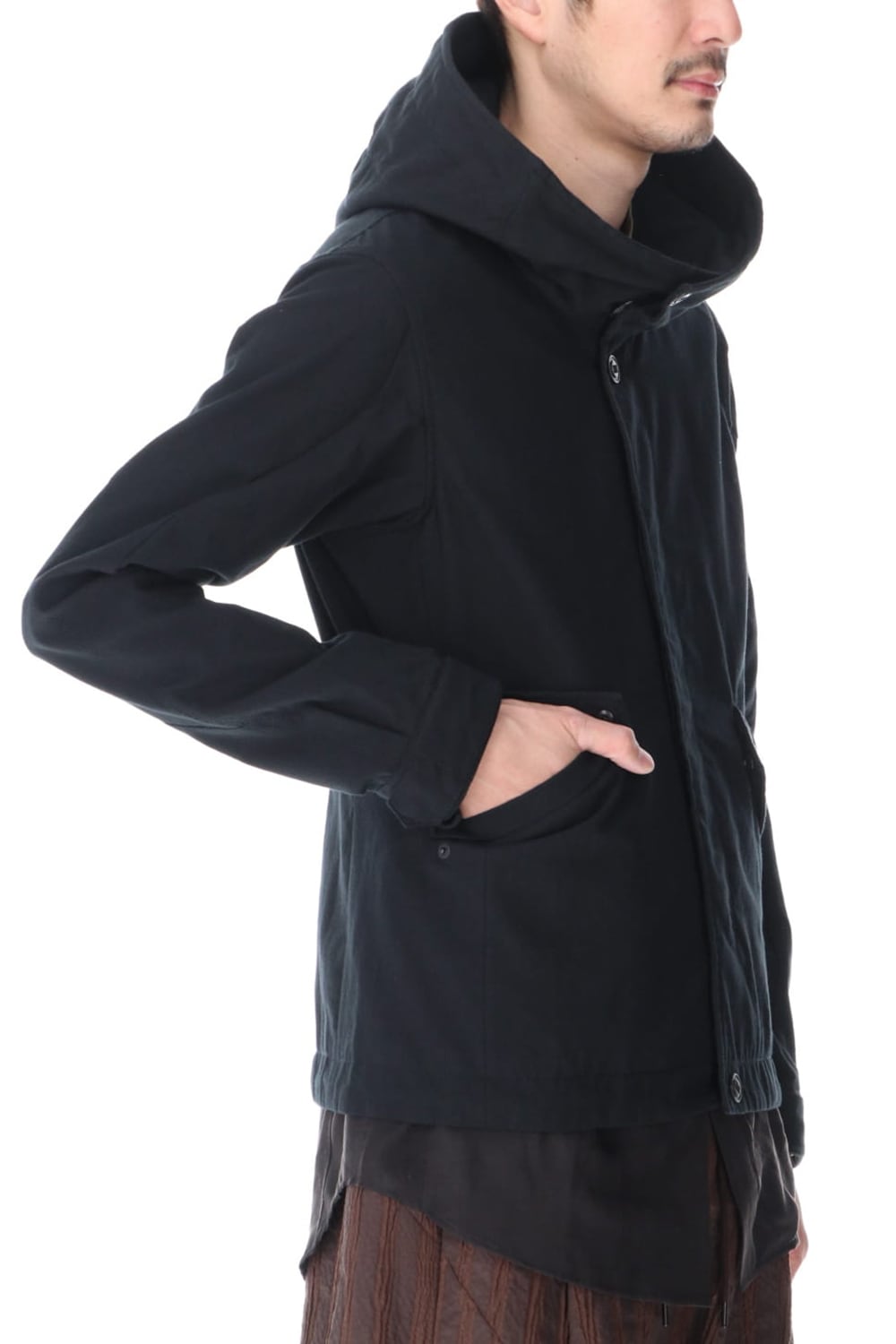 Hooded jacket cotton / nylon Black