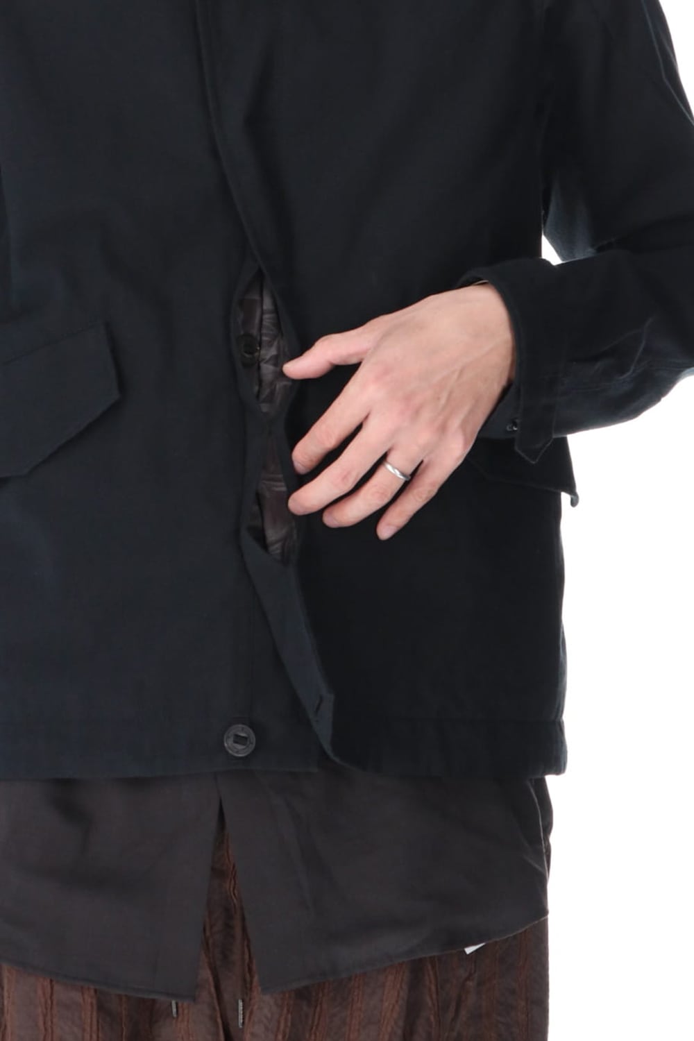 Hooded jacket cotton / nylon Black