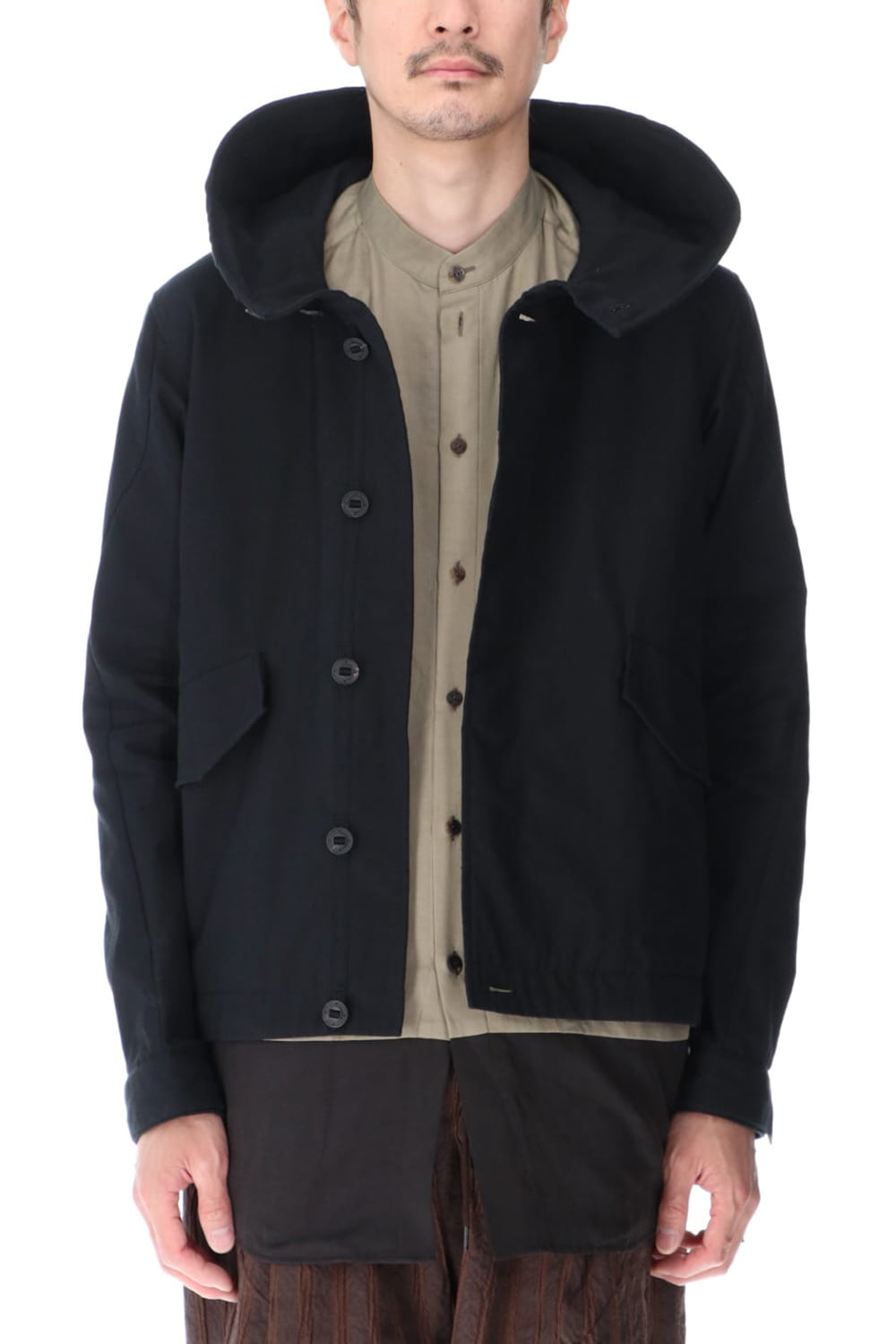 Hooded jacket cotton / nylon Black