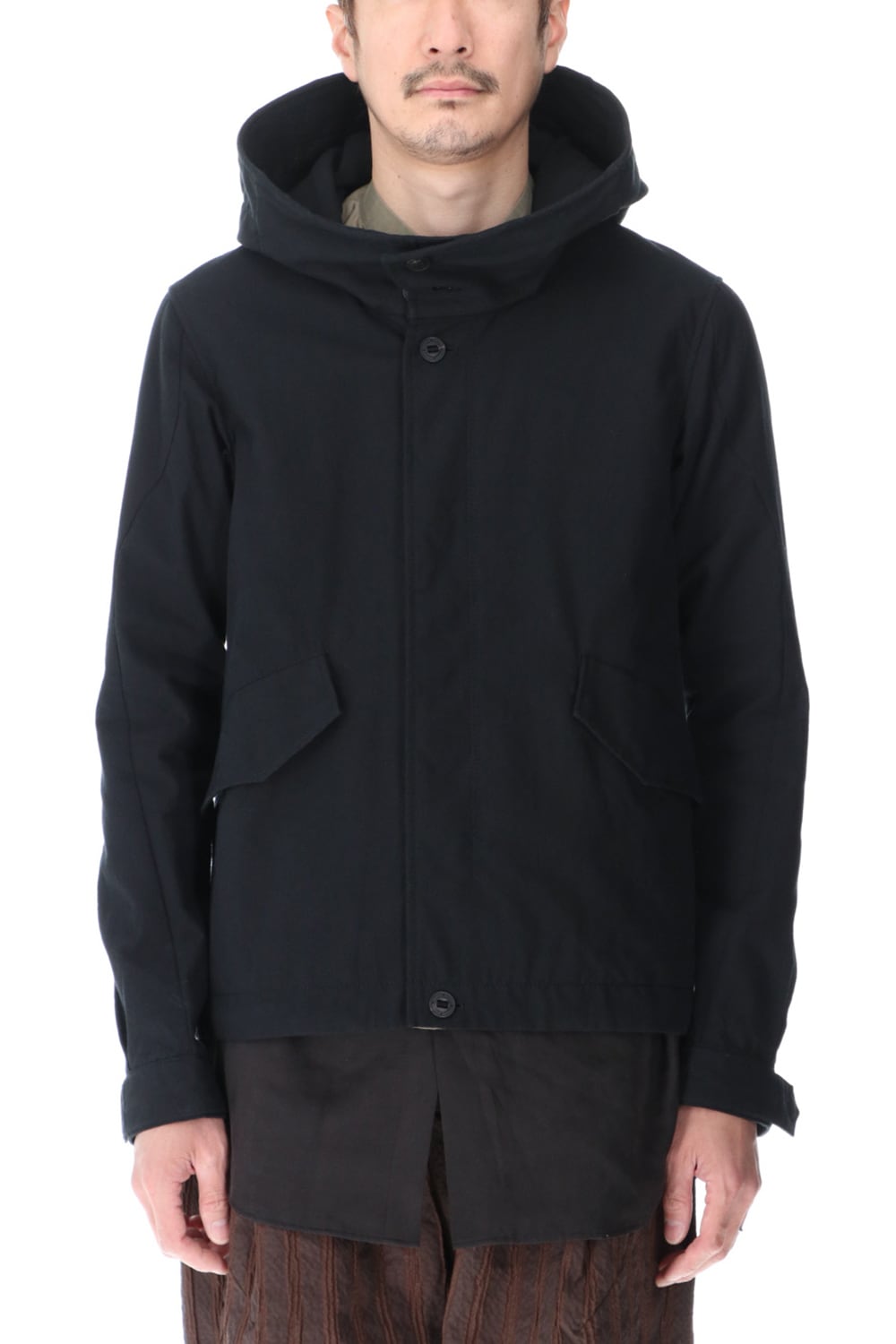 Hooded jacket cotton / nylon Black