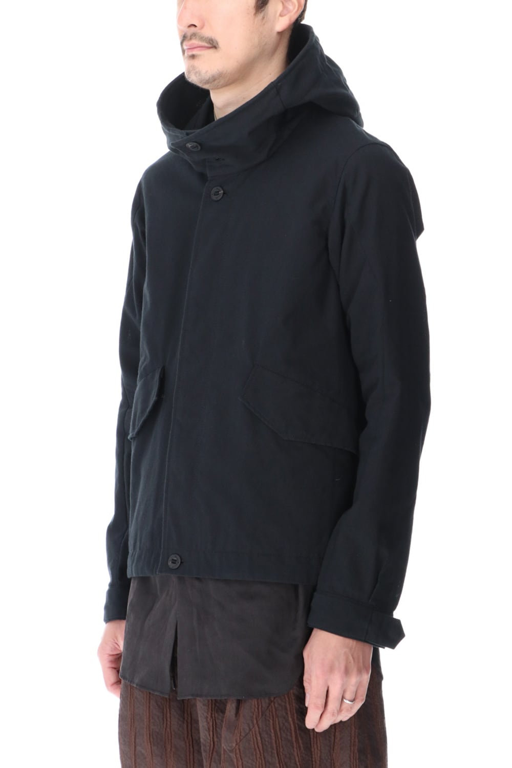 Hooded jacket cotton / nylon Black