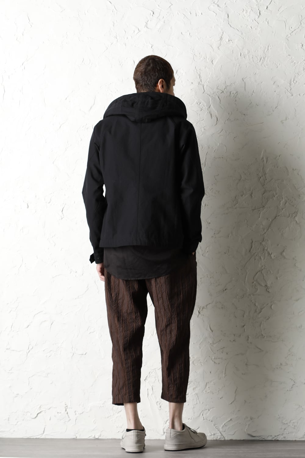 Hooded jacket cotton / nylon Black