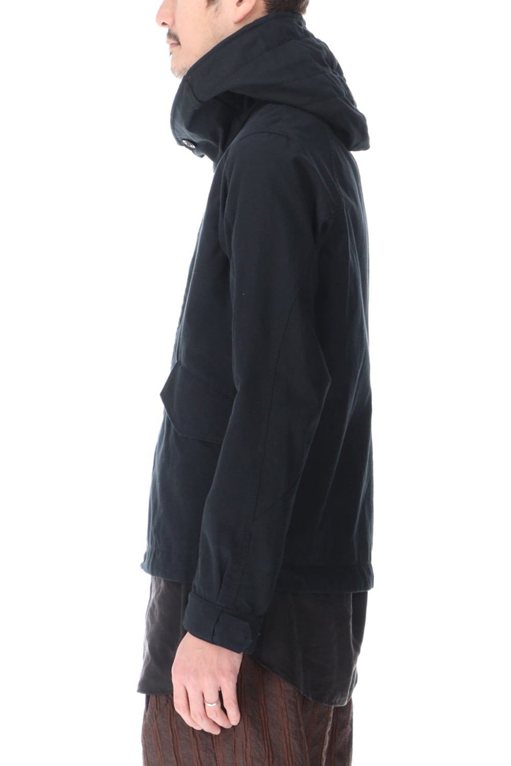Hooded jacket cotton / nylon Black