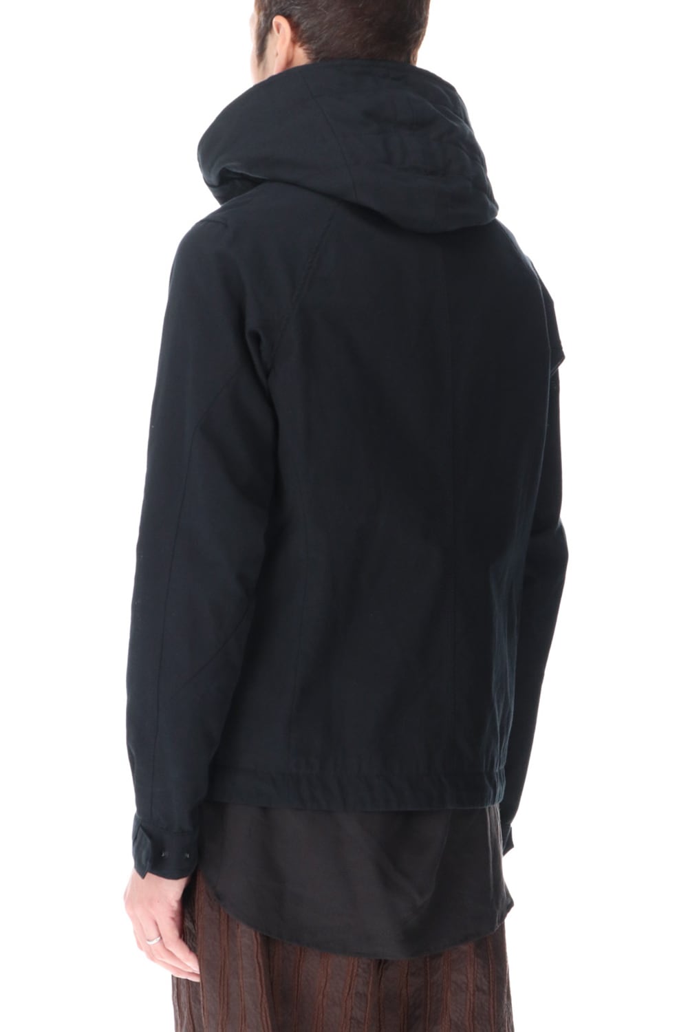 Hooded jacket cotton / nylon Black