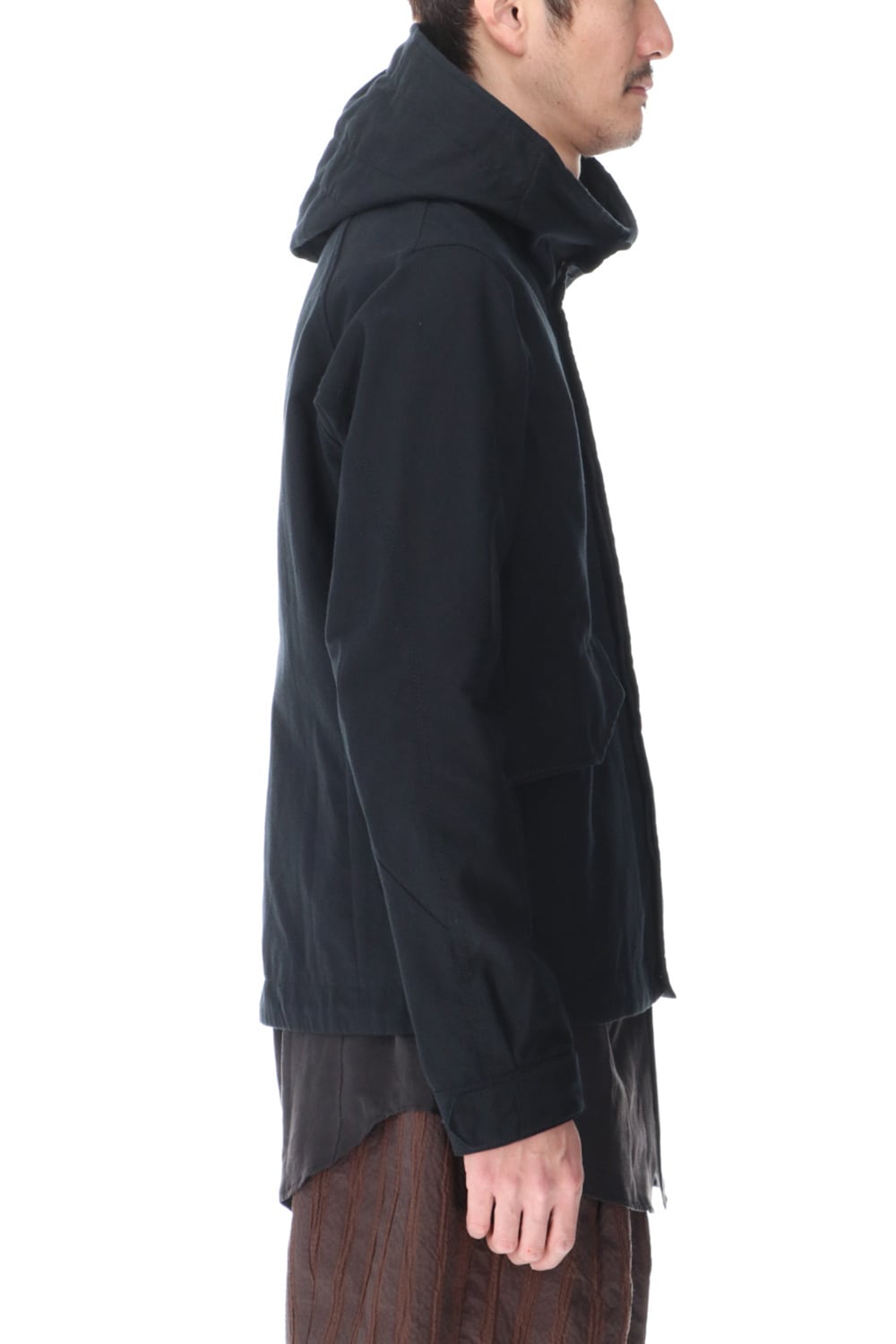 Hooded jacket cotton / nylon Black