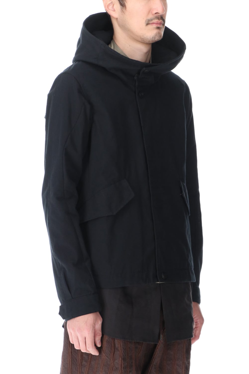 Hooded jacket cotton / nylon Black