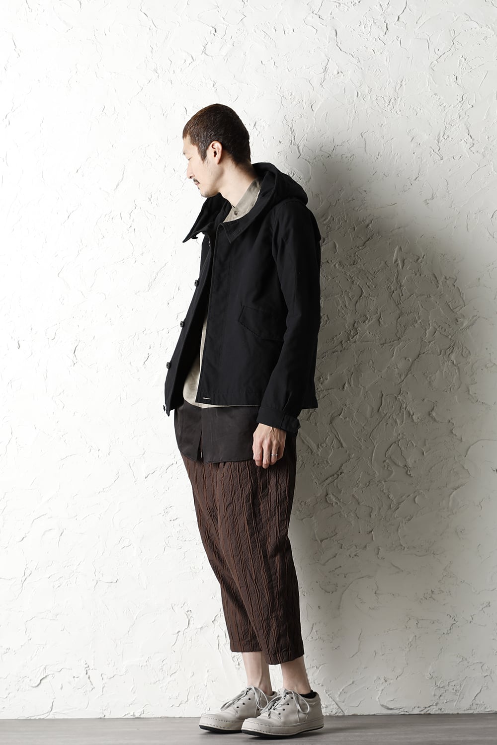 Hooded jacket cotton / nylon Black