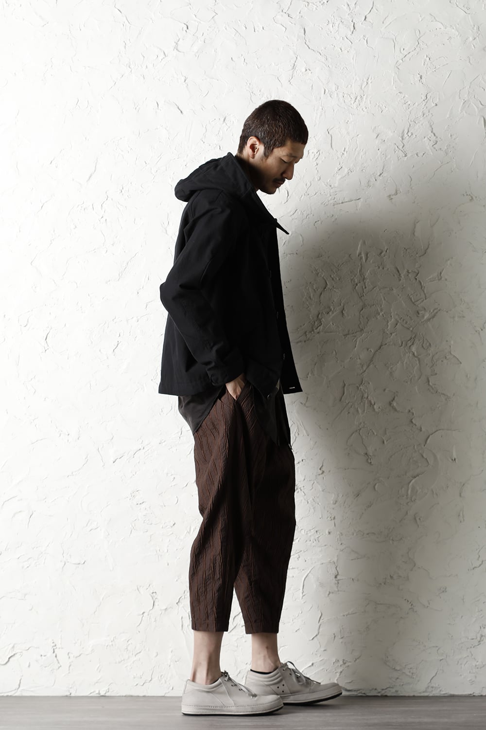 Hooded jacket cotton / nylon Black