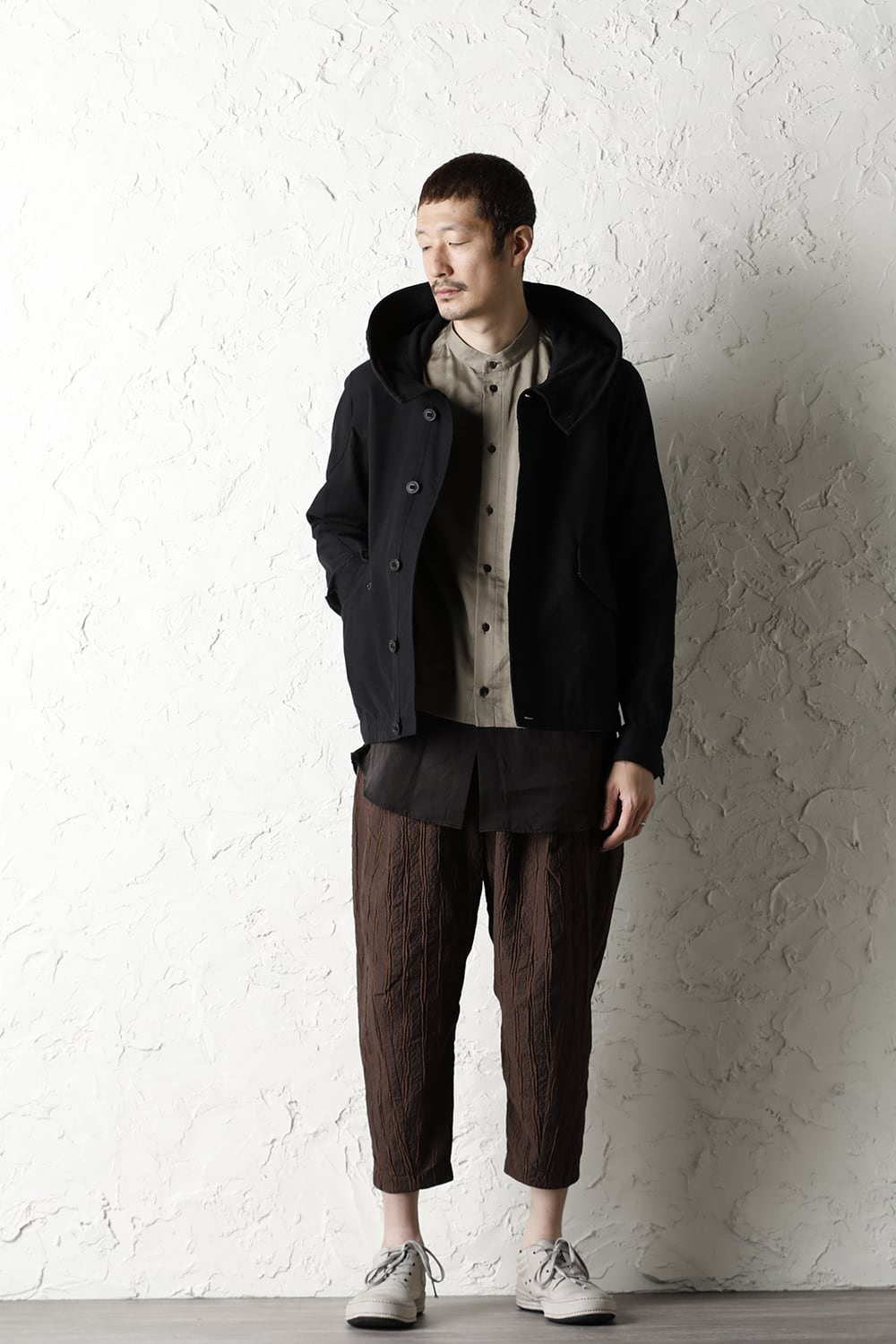 Hooded jacket cotton / nylon Black