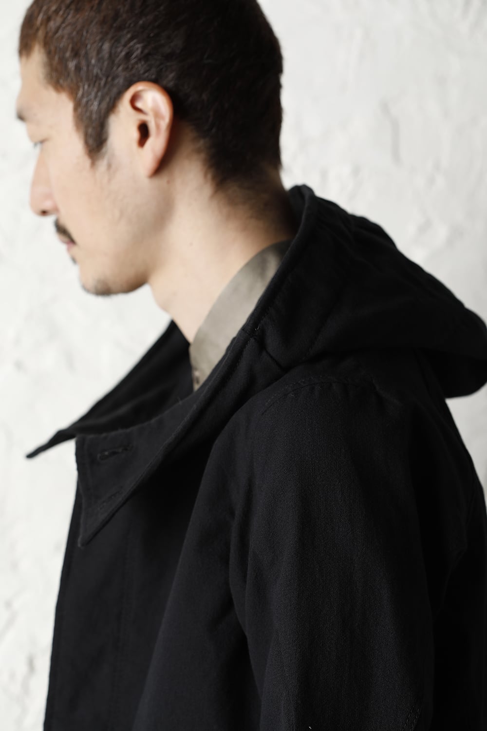Hooded jacket cotton / nylon Black