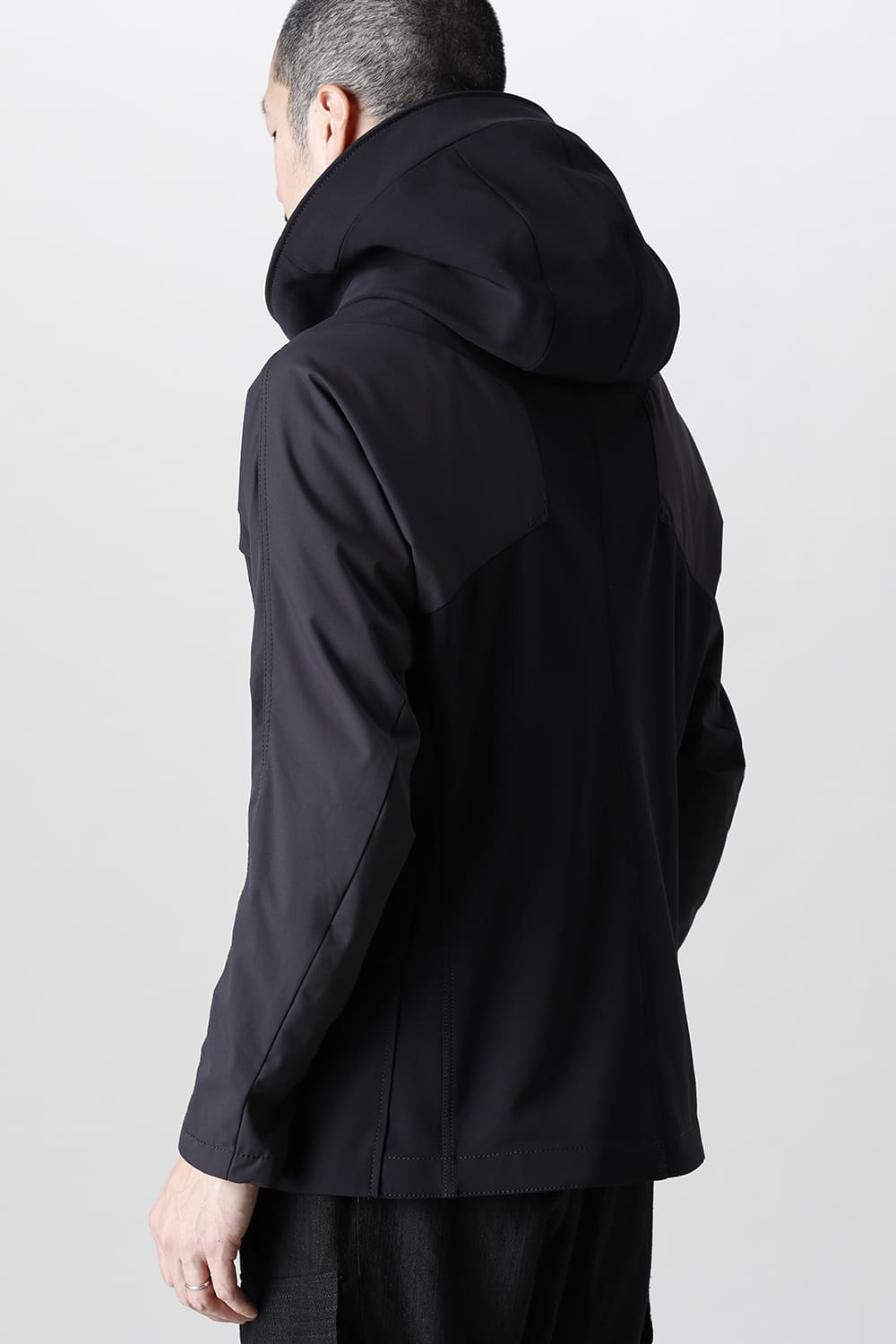 Hooded jacket merino wool jersey bonding