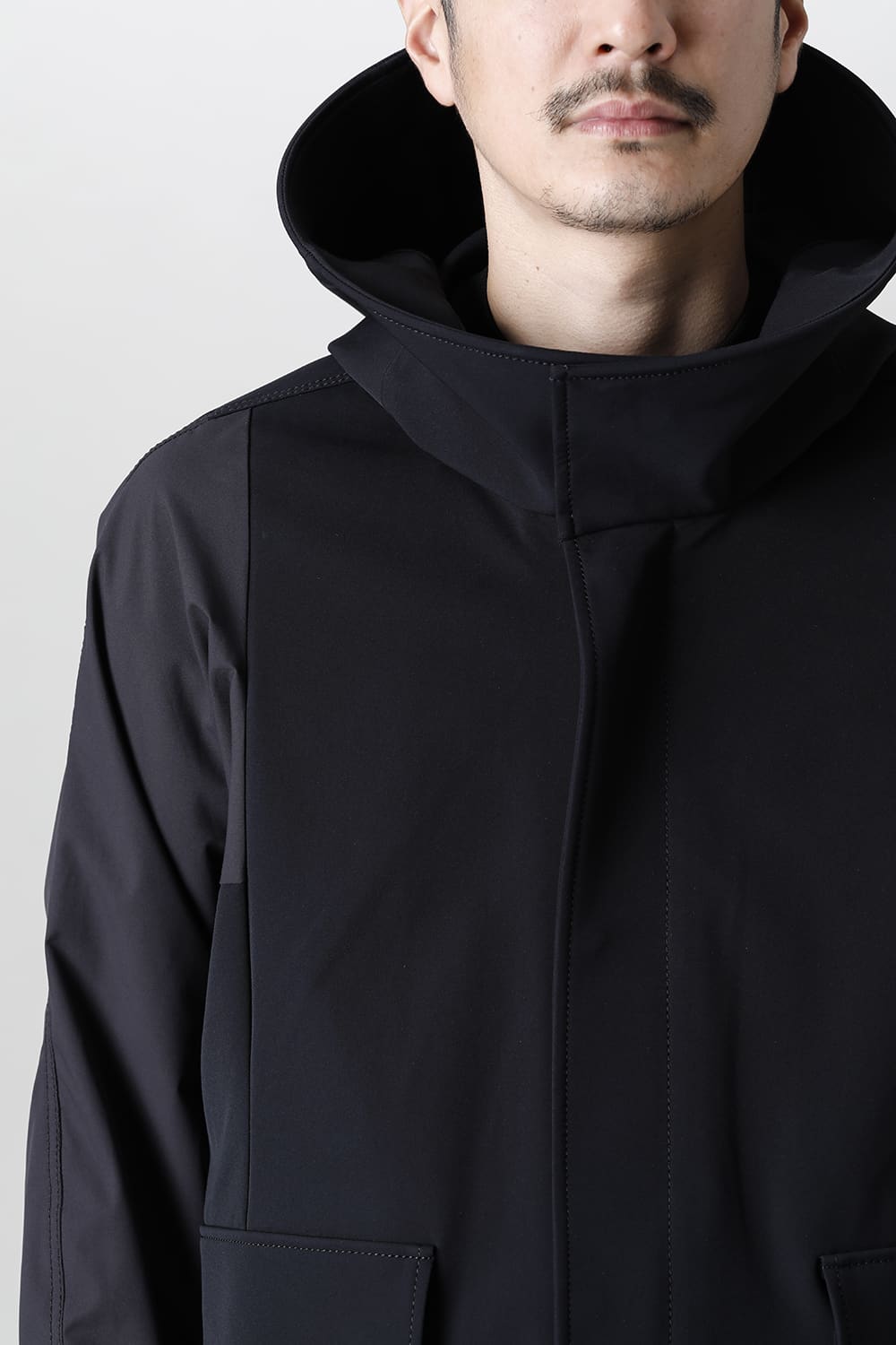 Hooded jacket merino wool jersey bonding