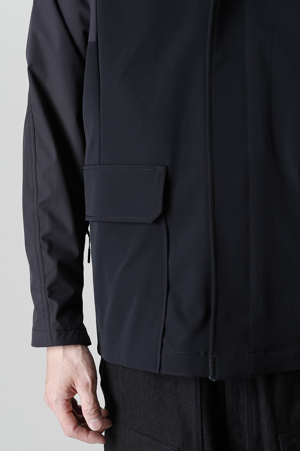 Hooded jacket merino wool jersey bonding