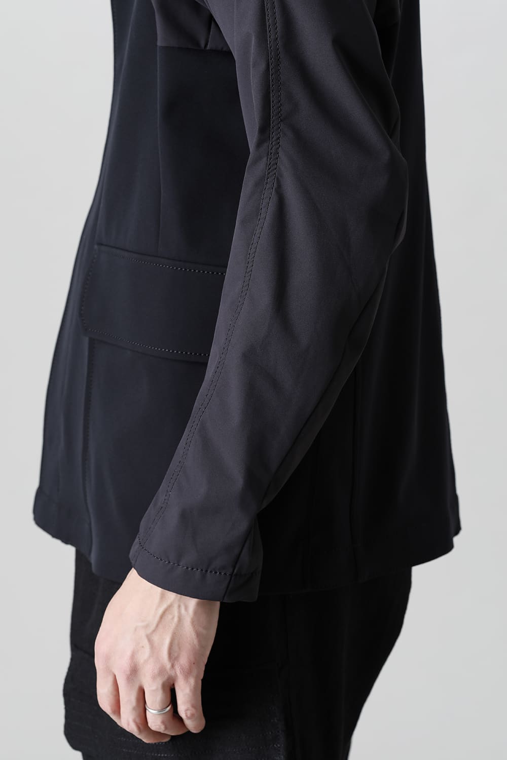 Hooded jacket merino wool jersey bonding