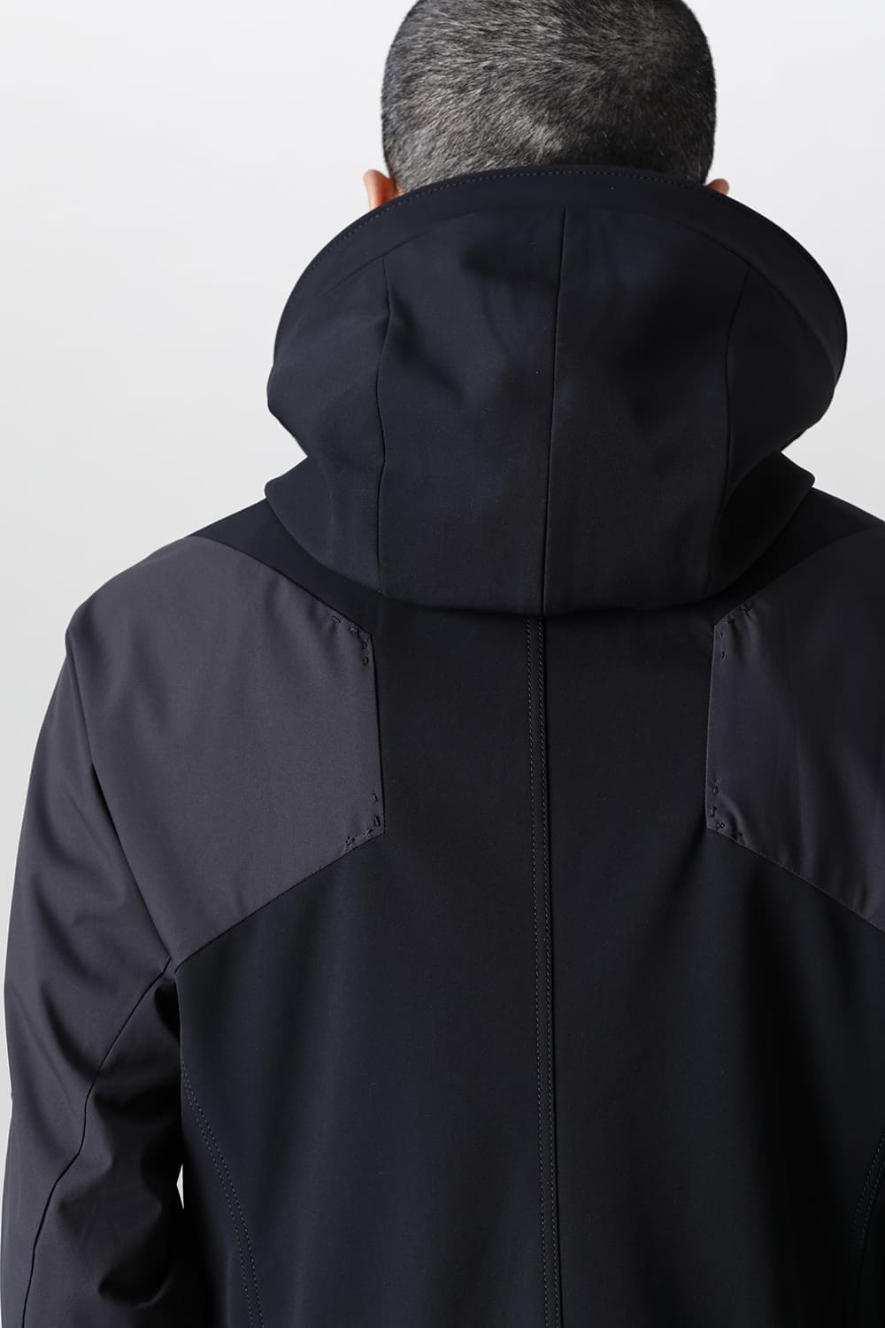 Hooded jacket merino wool jersey bonding