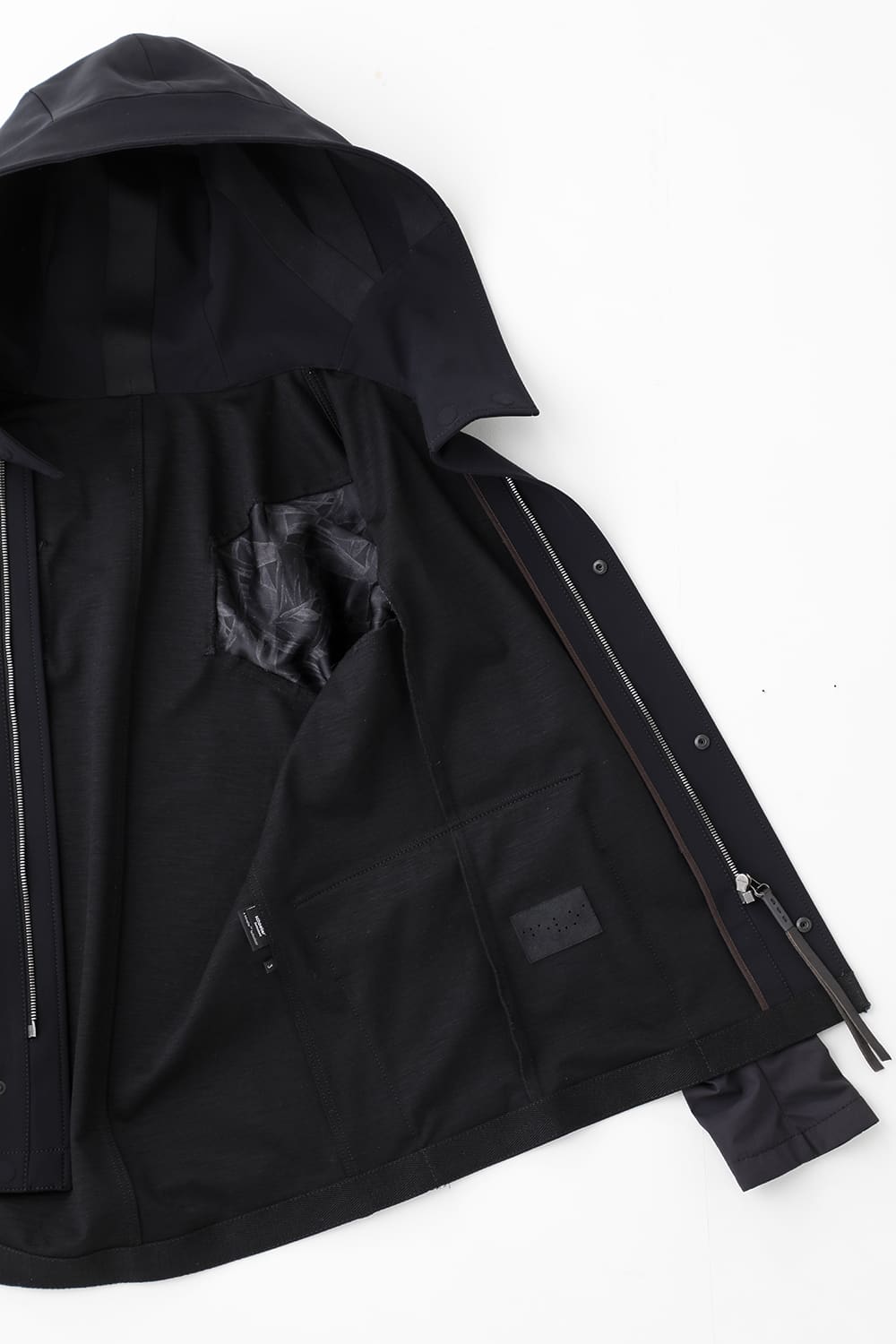 Hooded jacket merino wool jersey bonding