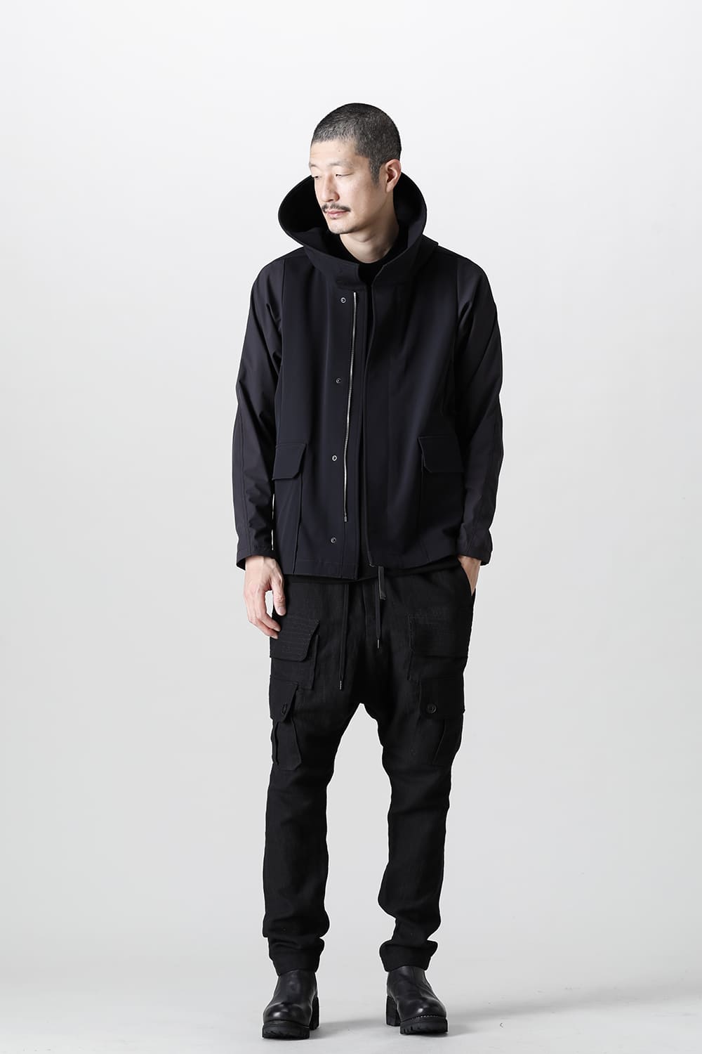 Hooded jacket merino wool jersey bonding