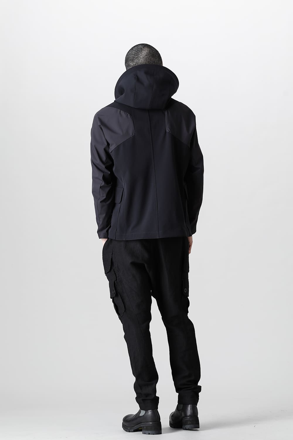 Hooded jacket merino wool jersey bonding