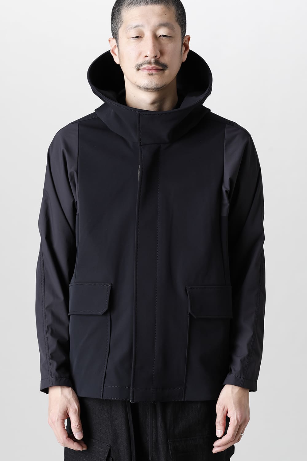 Hooded jacket merino wool jersey bonding