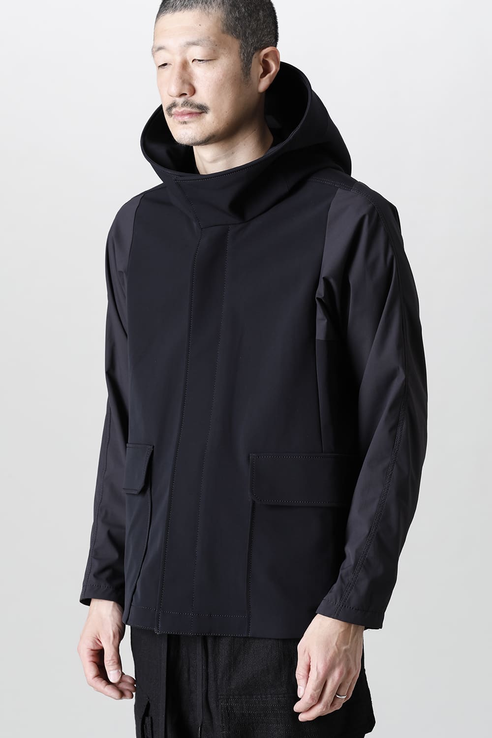 Hooded jacket merino wool jersey bonding