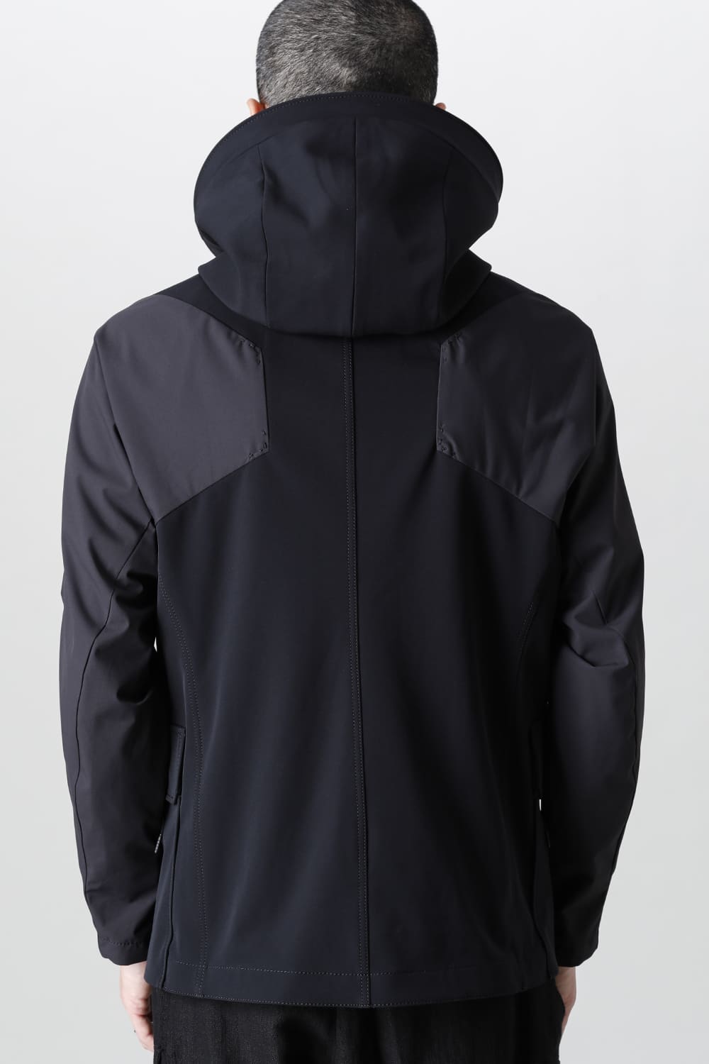 Hooded jacket merino wool jersey bonding