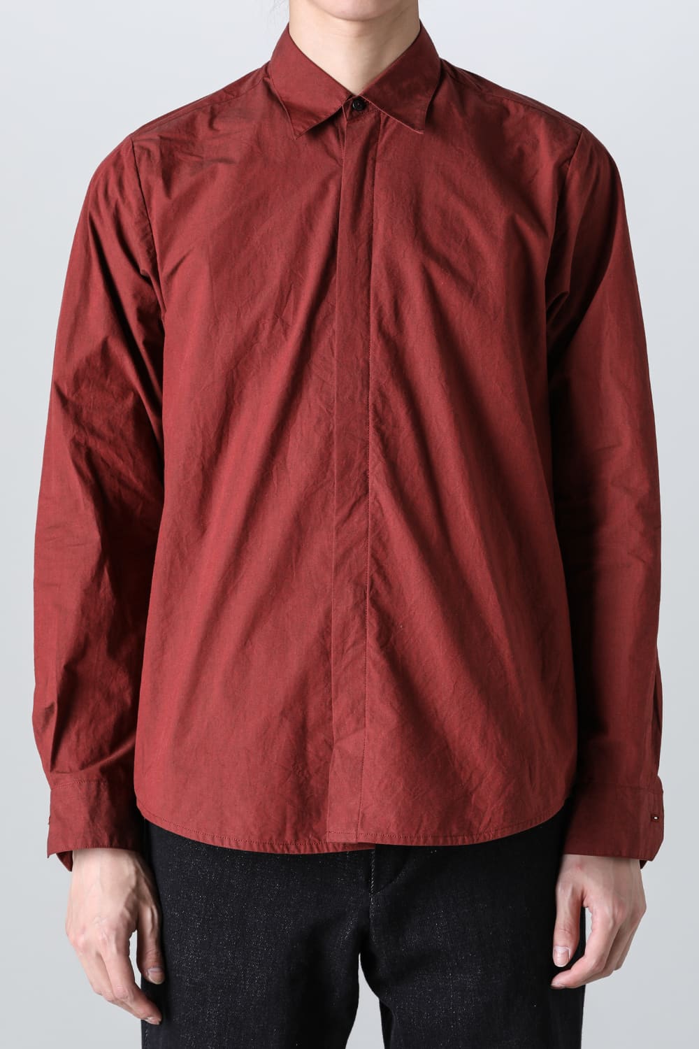 fly front shirt wine red - A