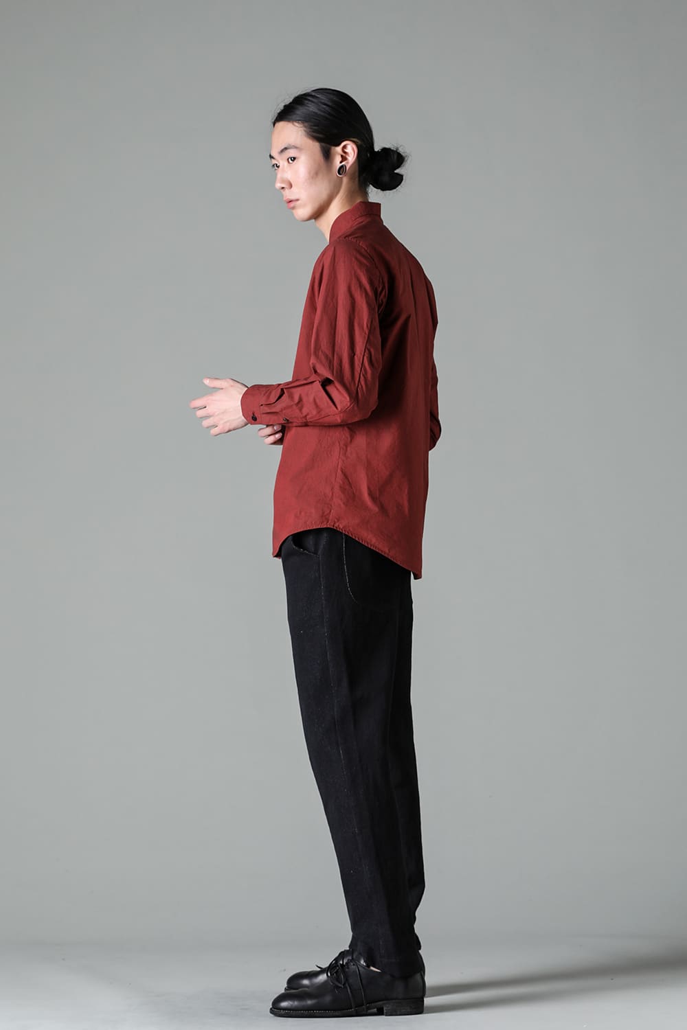 fly front shirt wine red - A