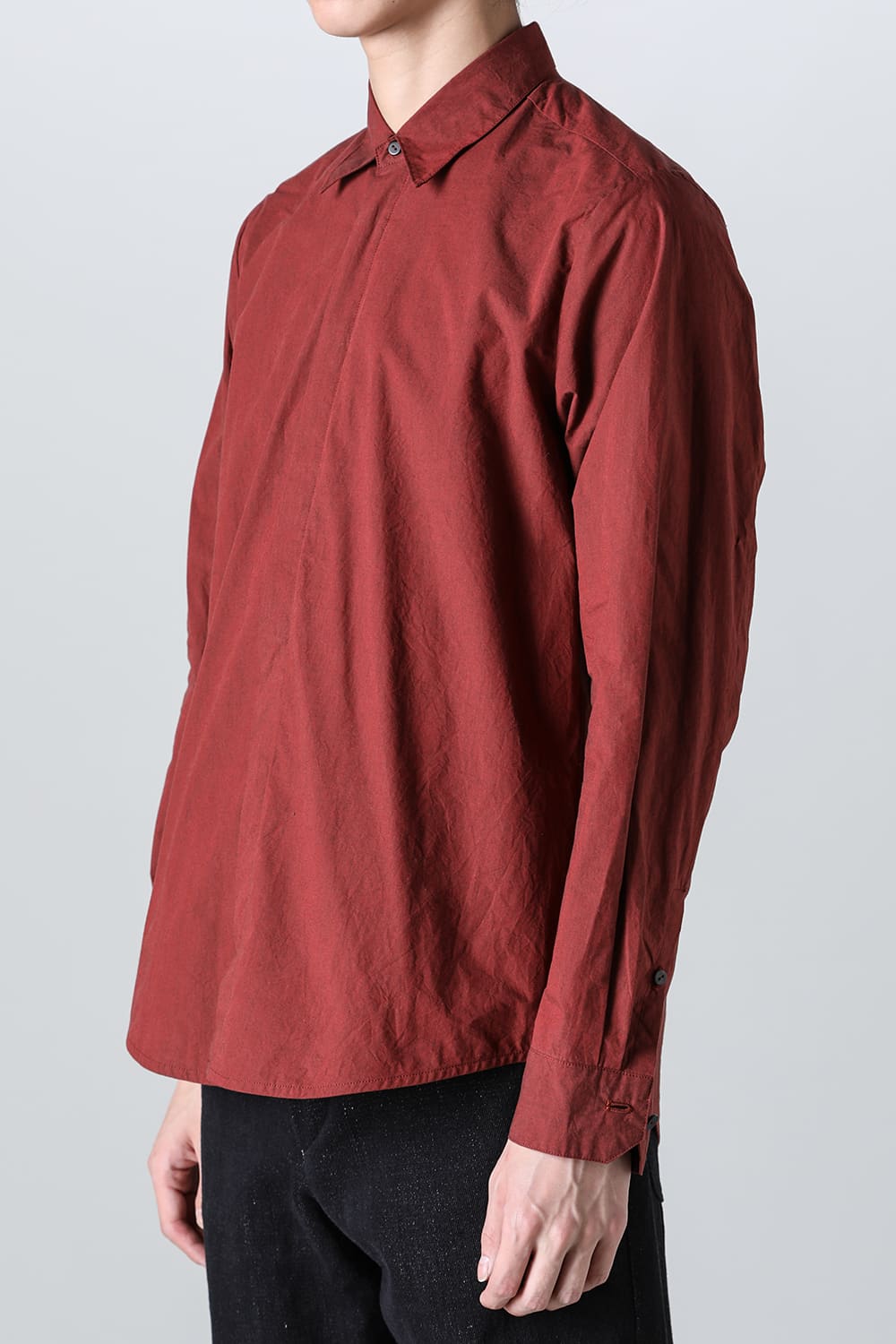 fly front shirt wine red - A