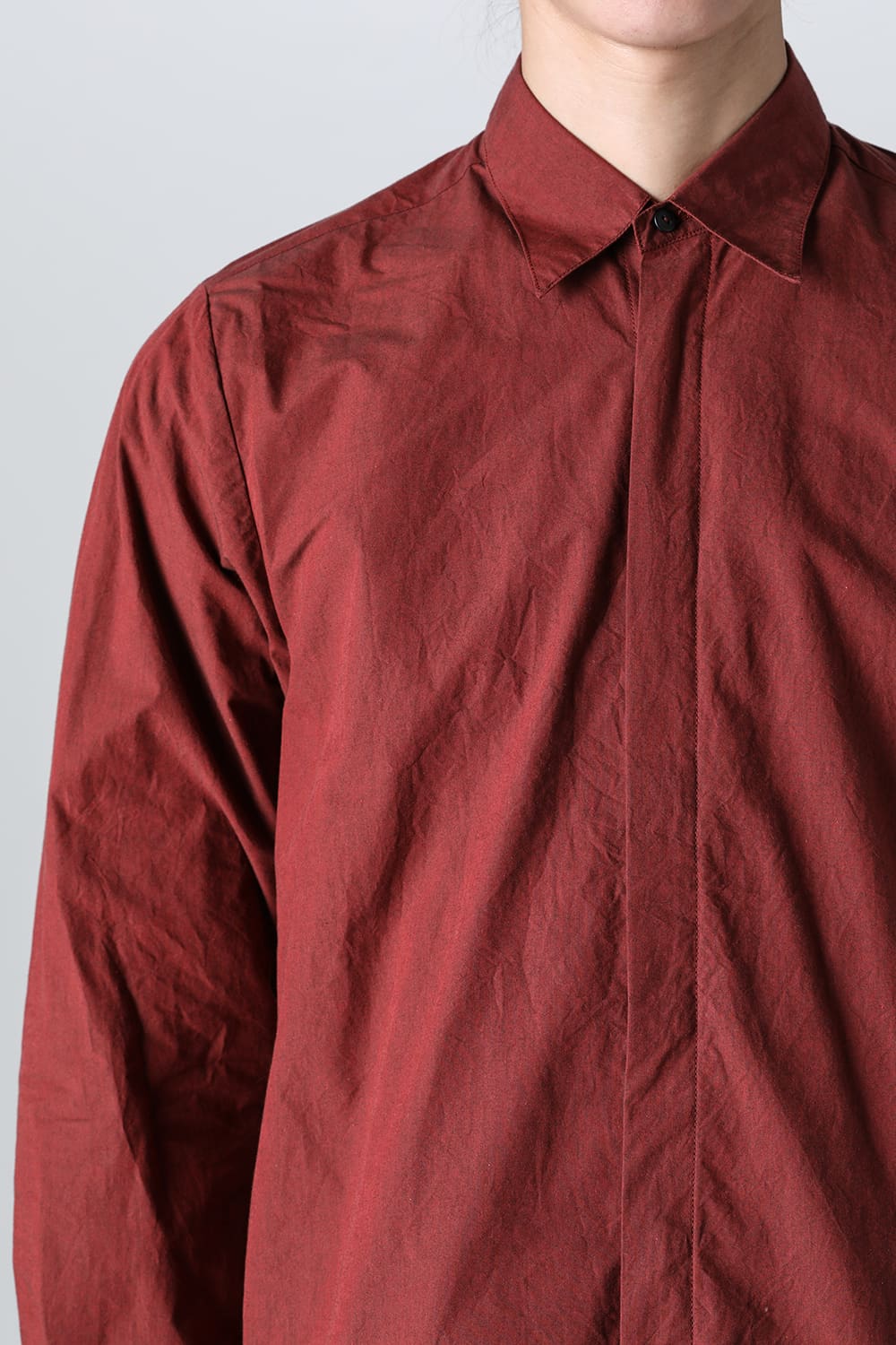 fly front shirt wine red - A
