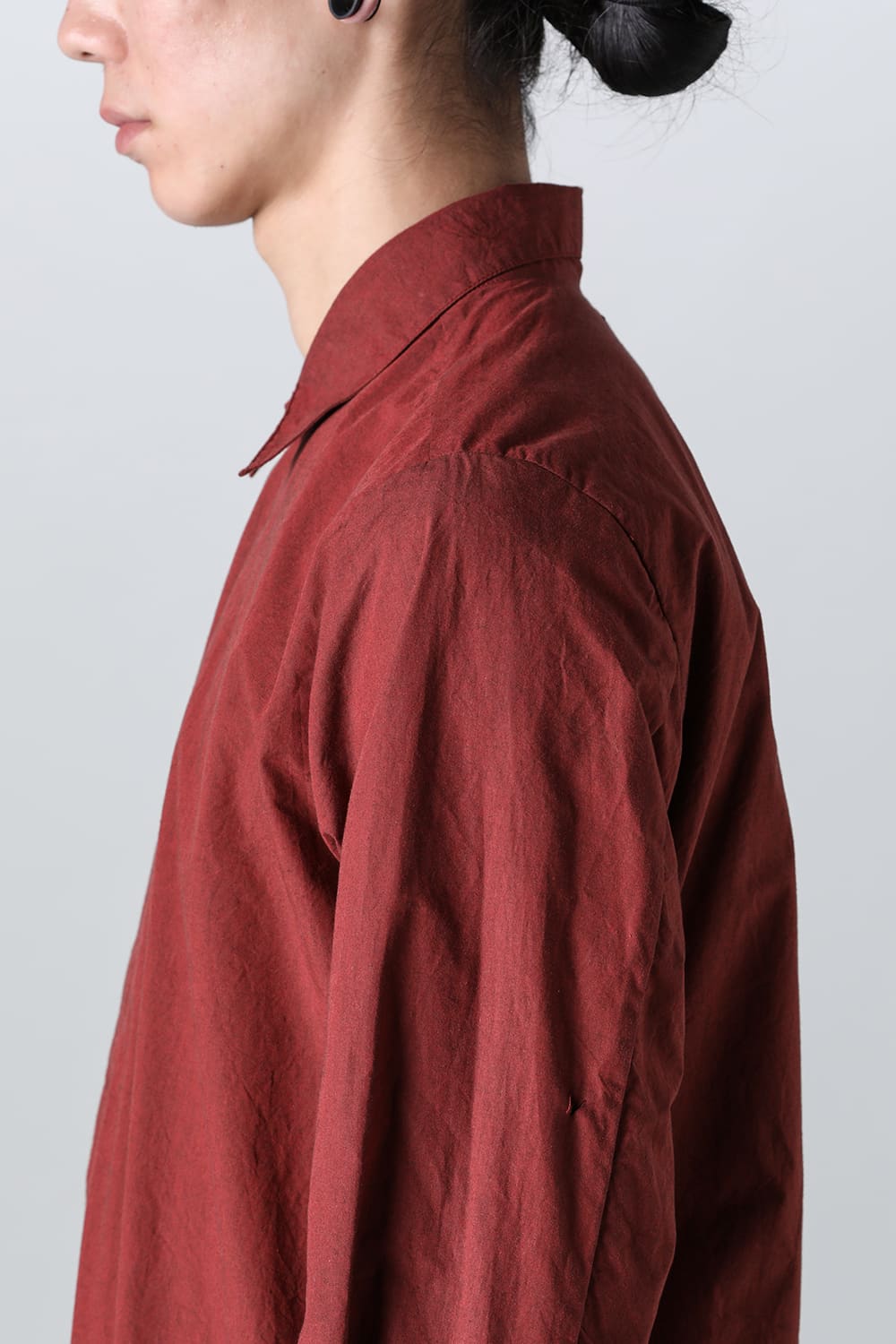fly front shirt wine red - A