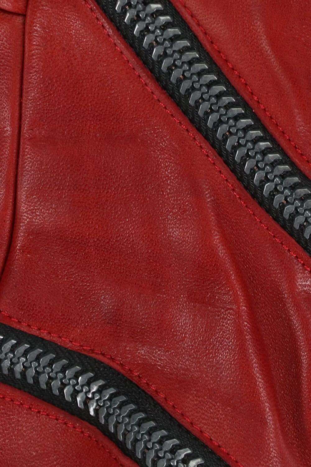 Horse Leather Spiral ZIP Gloves Red