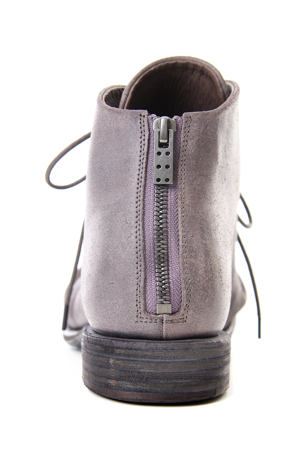 Guidi Reverse Calf Leather Back Zip Ankle Boots Purple Gray