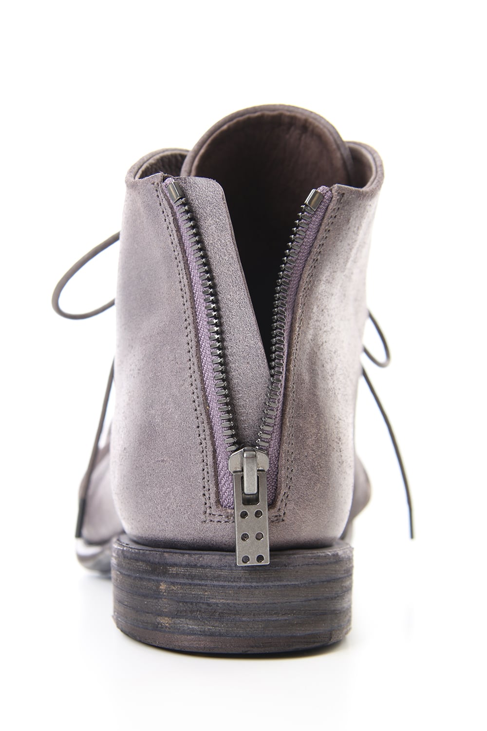 Guidi Reverse Calf Leather Back Zip Ankle Boots Purple Gray