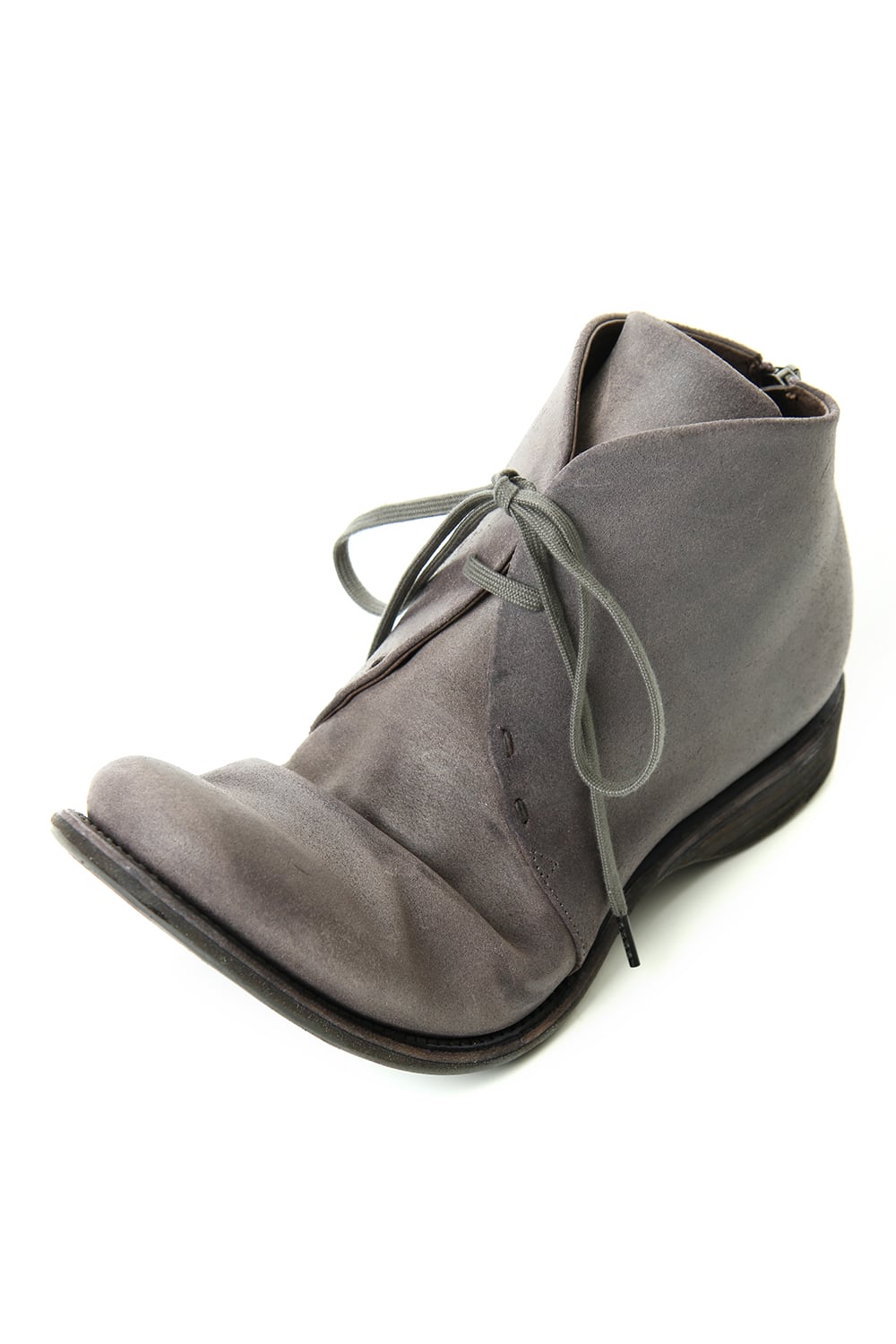 Guidi Reverse Calf Leather Back Zip Ankle Boots Purple Gray