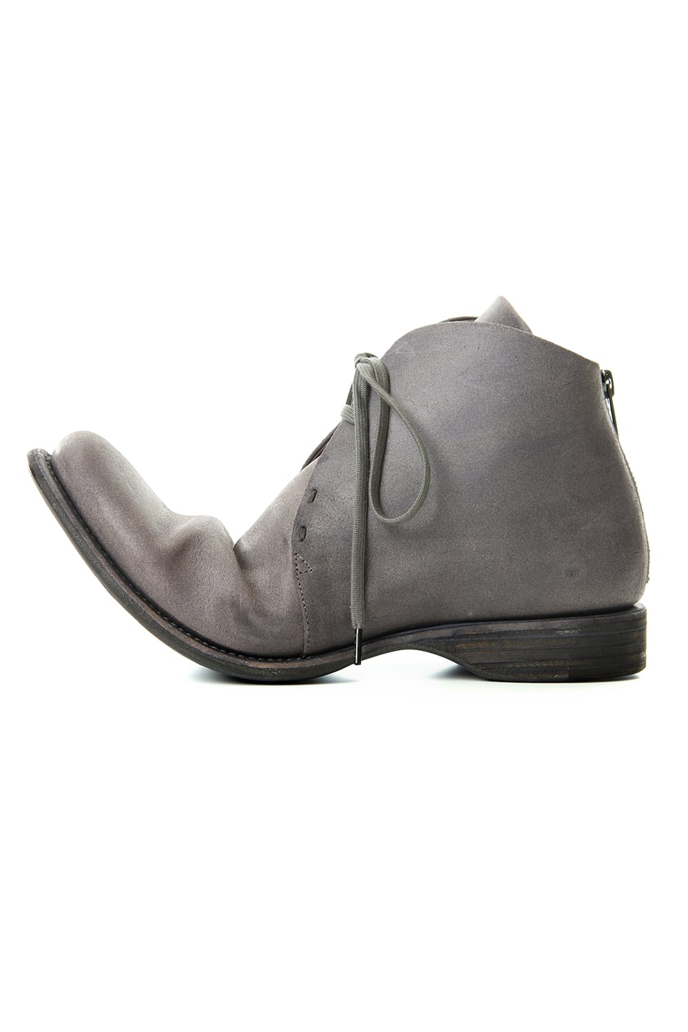 Guidi Reverse Calf Leather Back Zip Ankle Boots Purple Gray