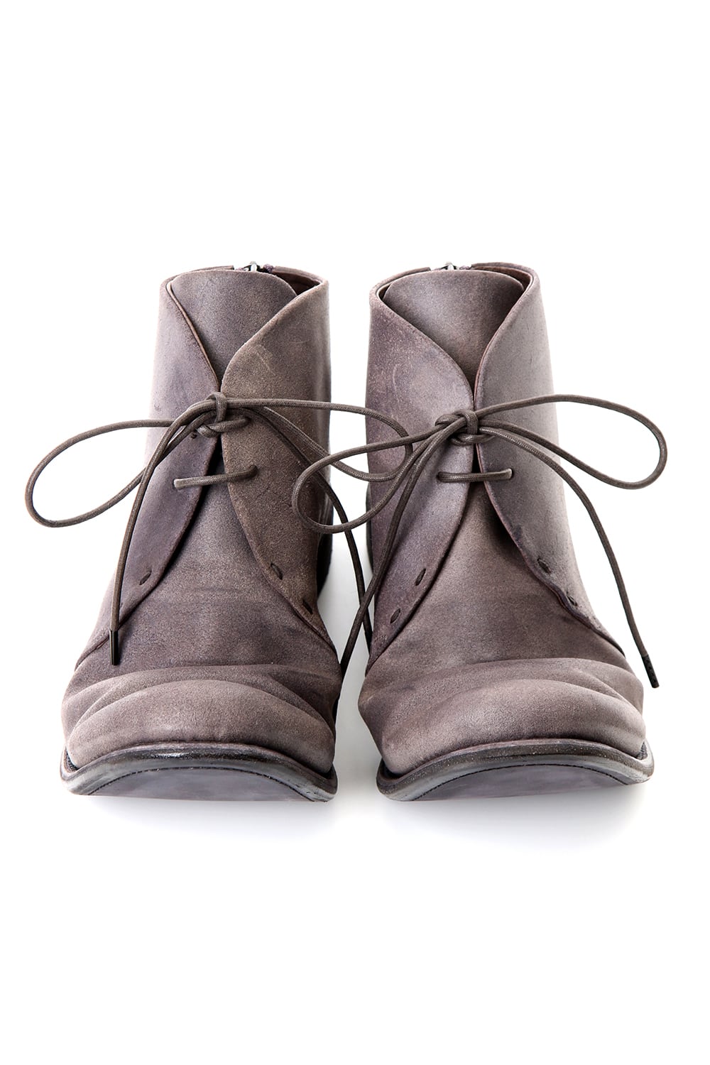 Guidi Reverse Calf Leather Back Zip Ankle Boots Purple Gray