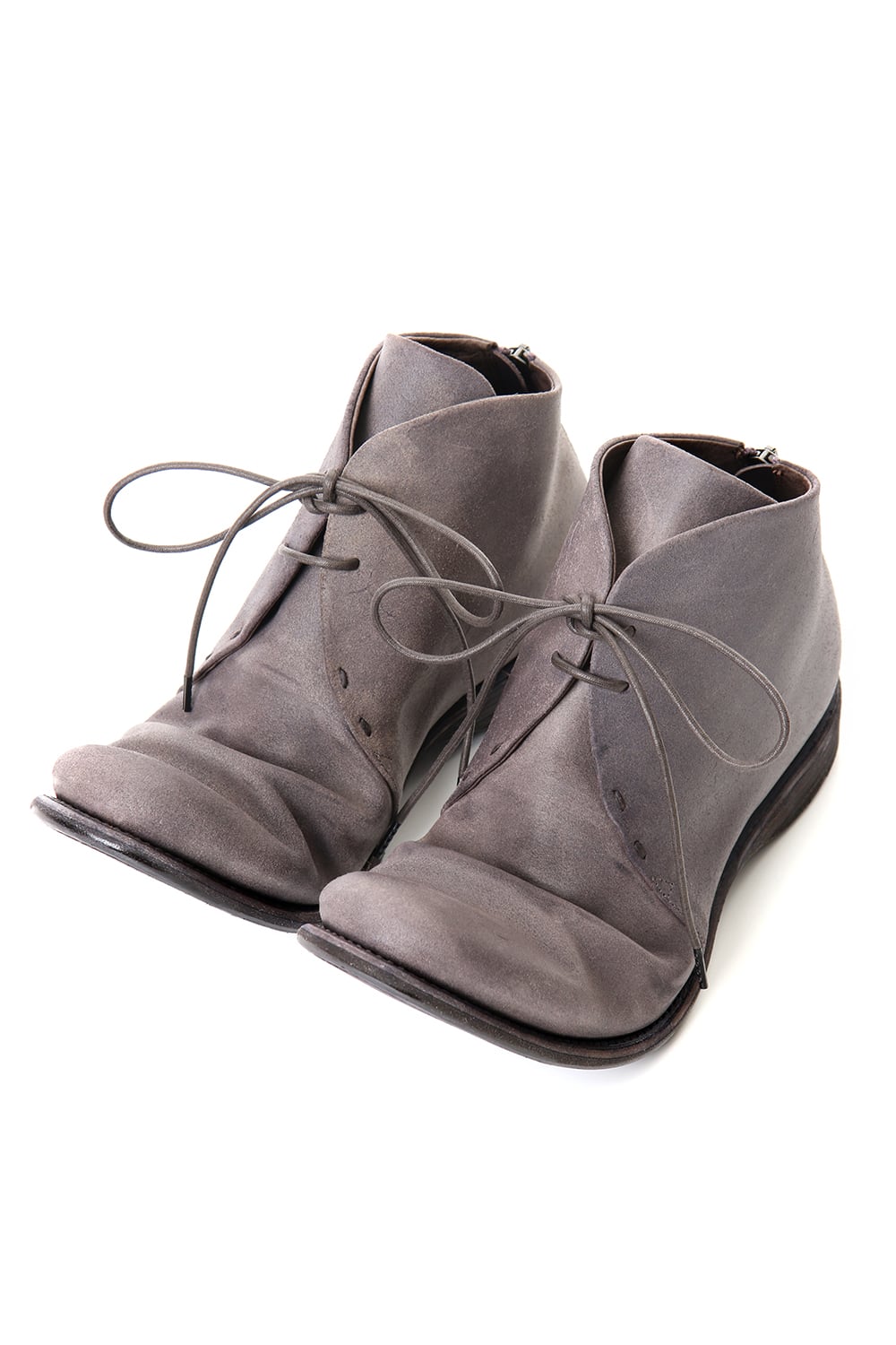 Guidi Reverse Calf Leather Back Zip Ankle Boots Purple Gray