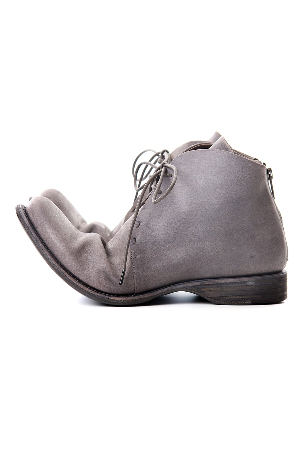 Guidi Reverse Calf Leather Back Zip Ankle Boots Purple Gray