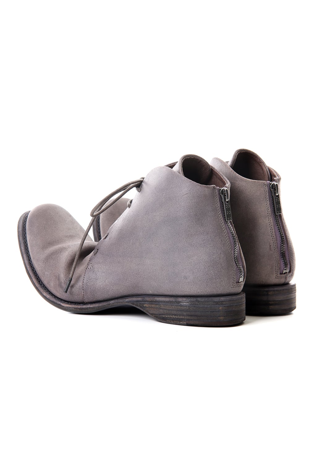 Guidi Reverse Calf Leather Back Zip Ankle Boots Purple Gray