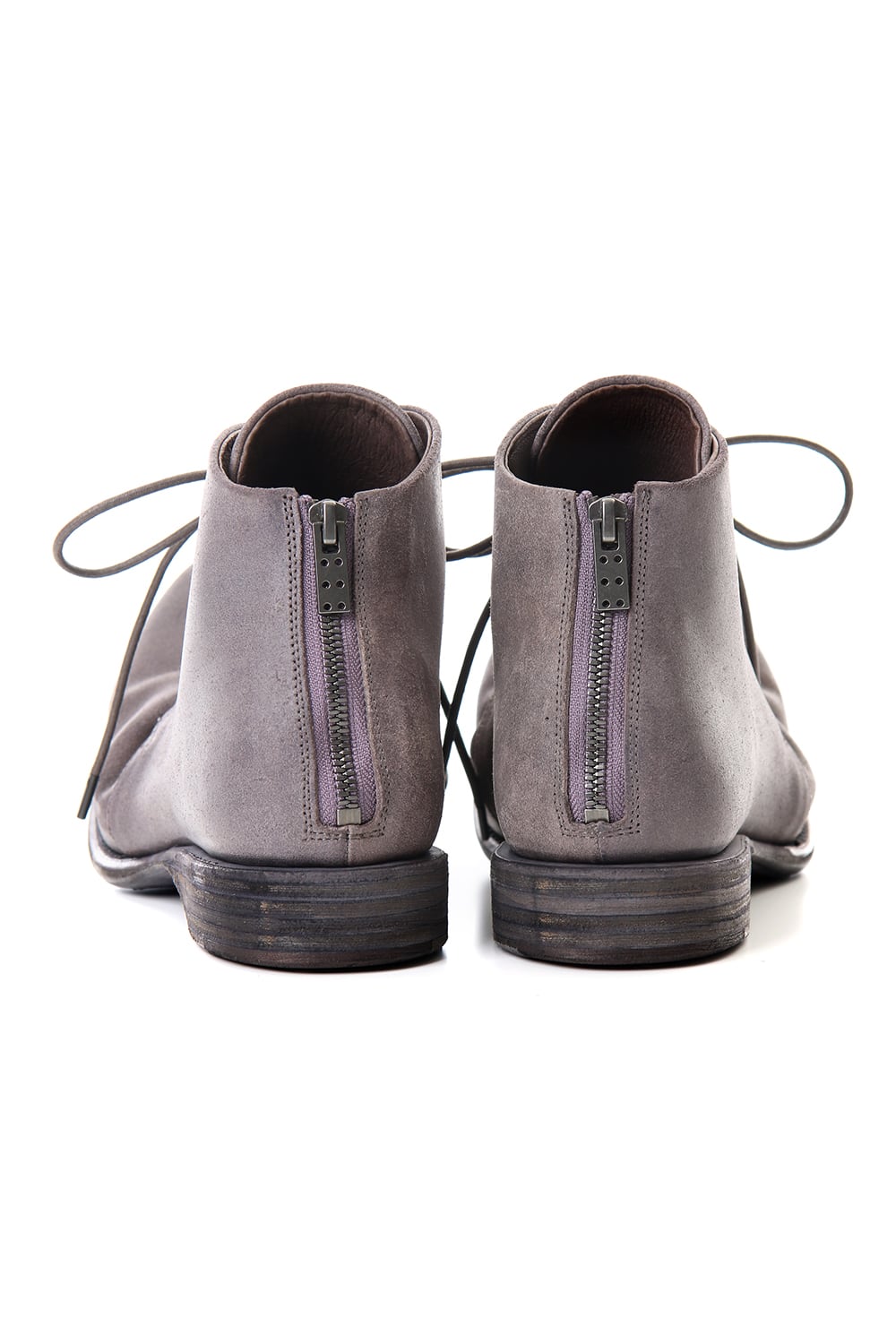 Guidi Reverse Calf Leather Back Zip Ankle Boots Purple Gray