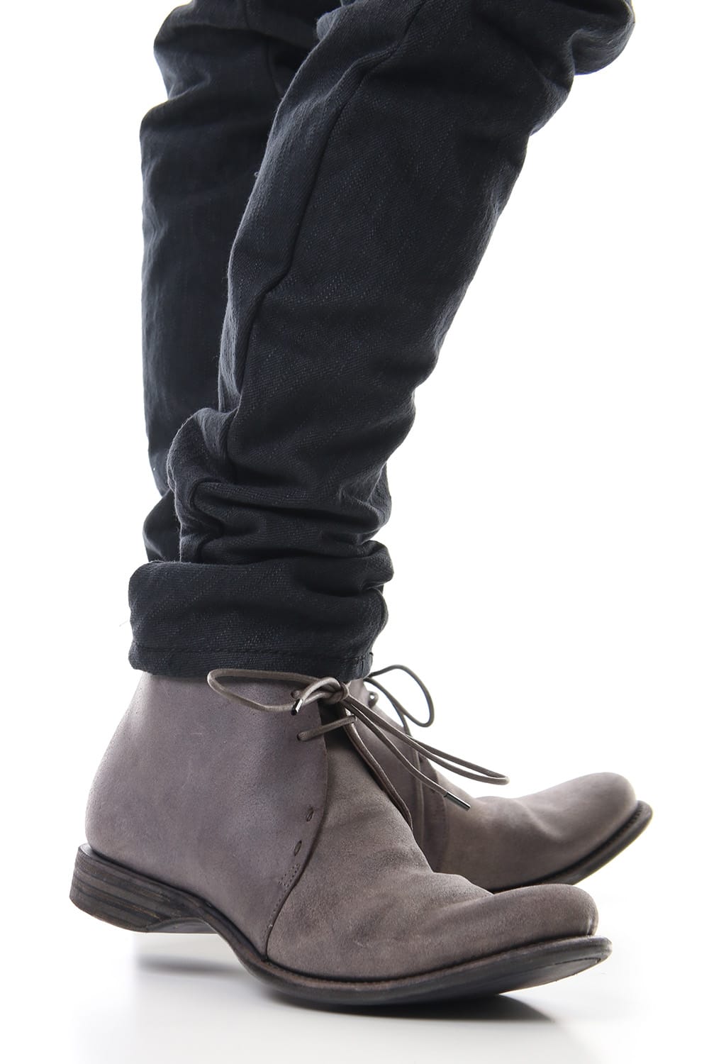 Guidi Reverse Calf Leather Back Zip Ankle Boots Purple Gray