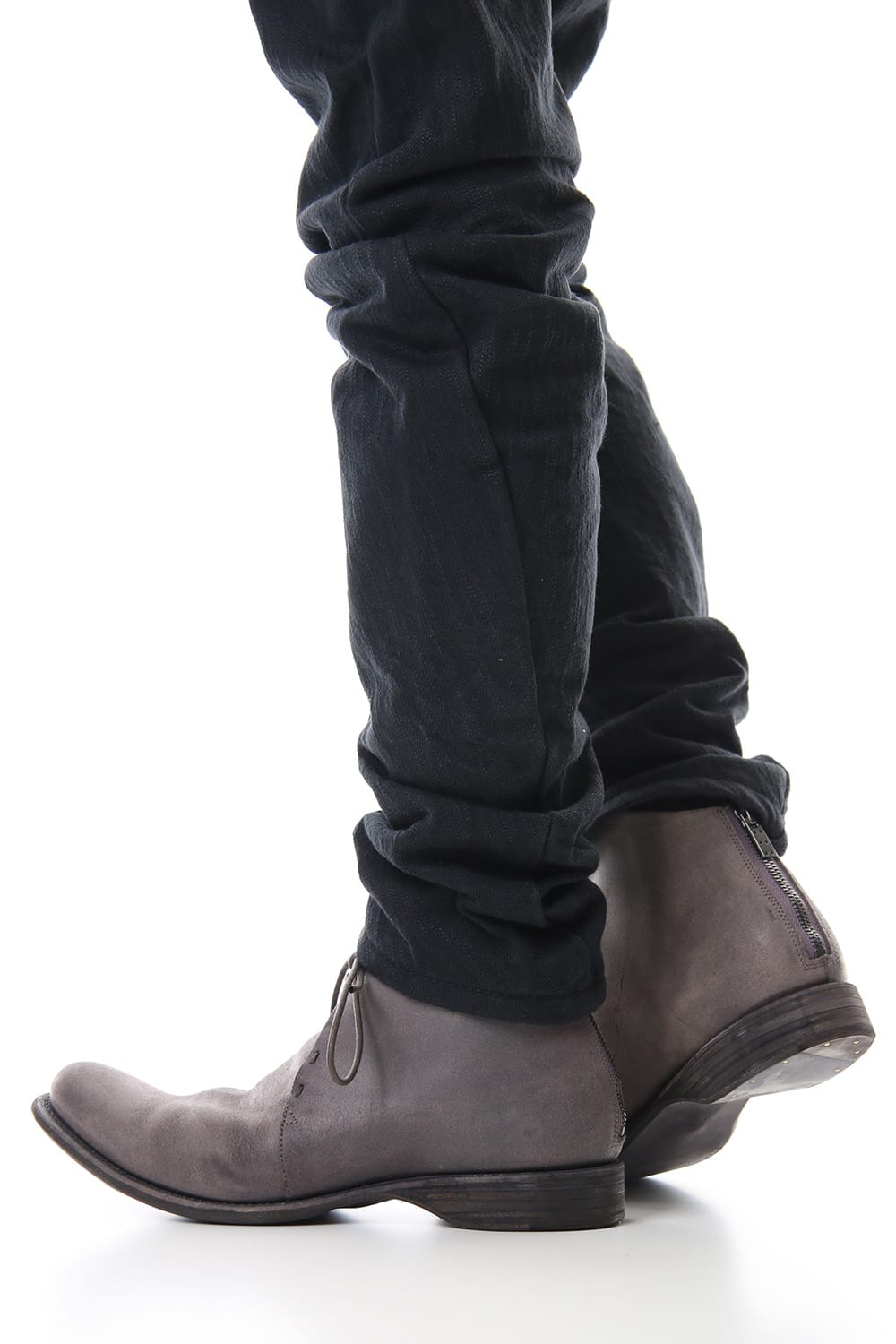 Guidi Reverse Calf Leather Back Zip Ankle Boots Purple Gray