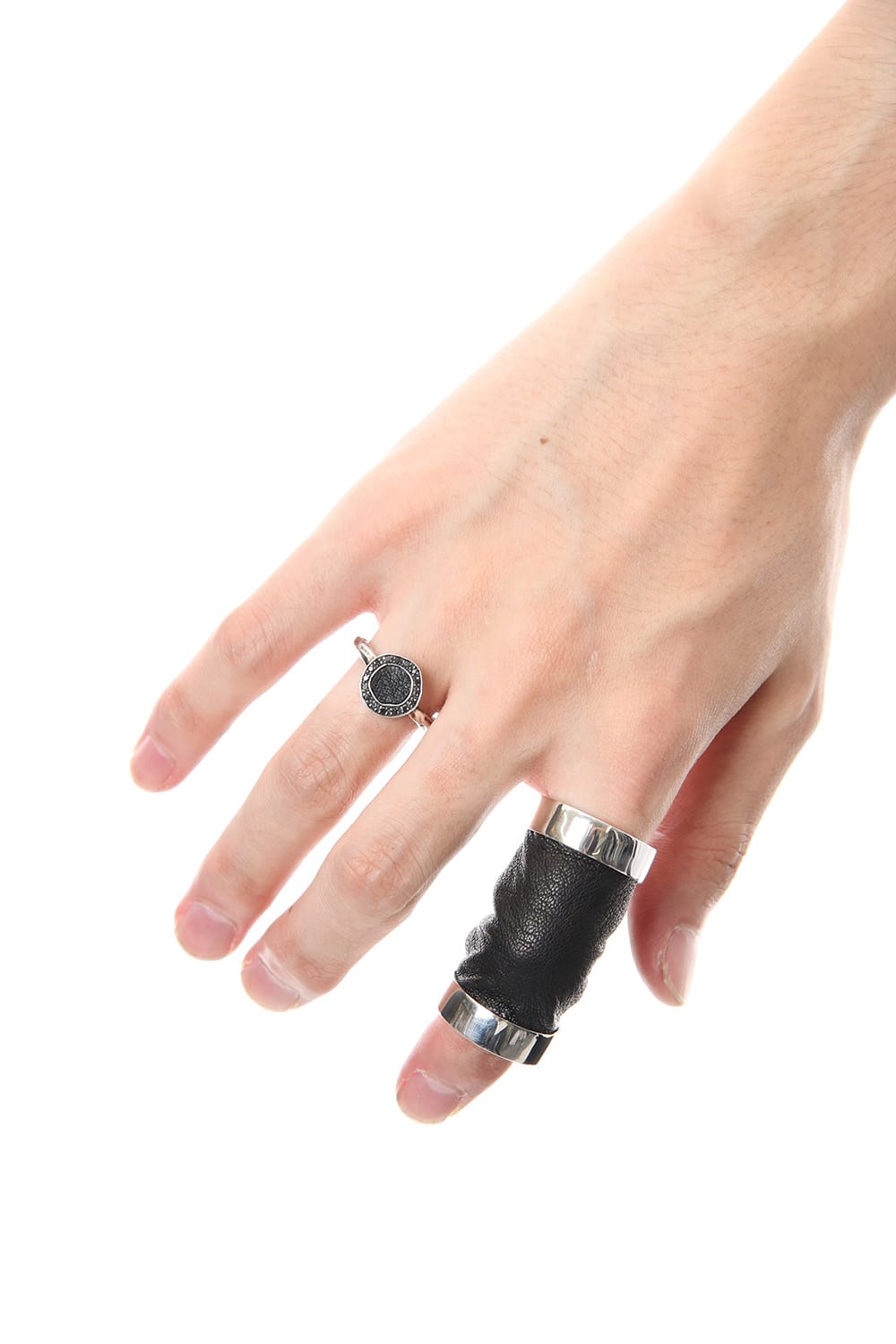 Long Leather Combination Ring