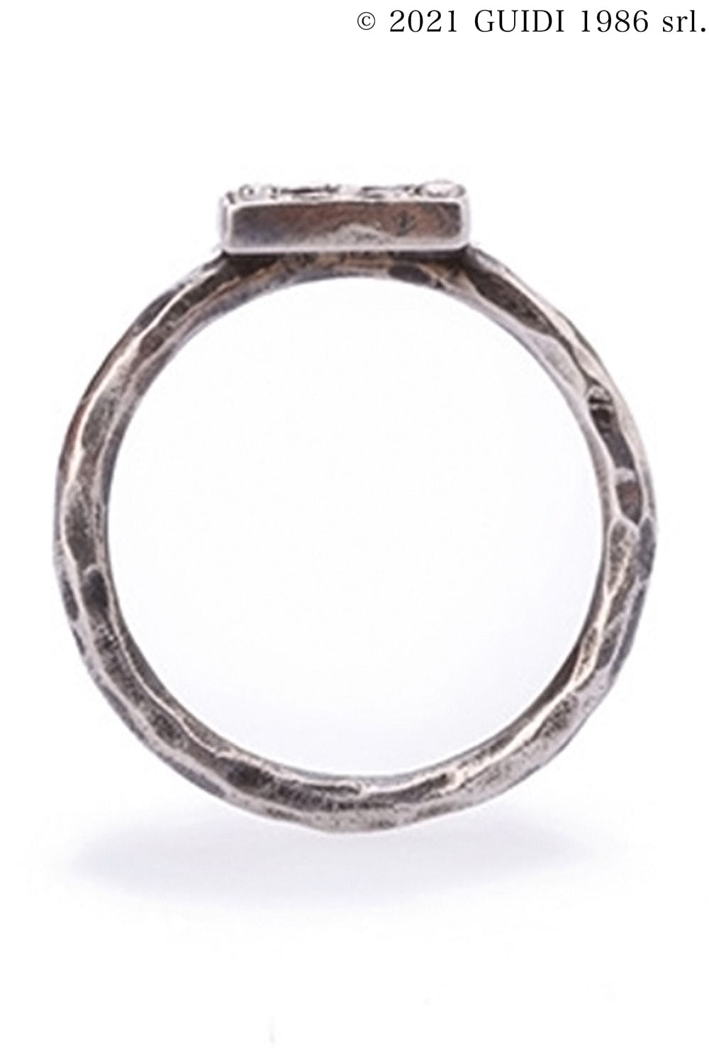 G-AN02DN_NANO - Leather Motif Black Diamond Square Ring Mini