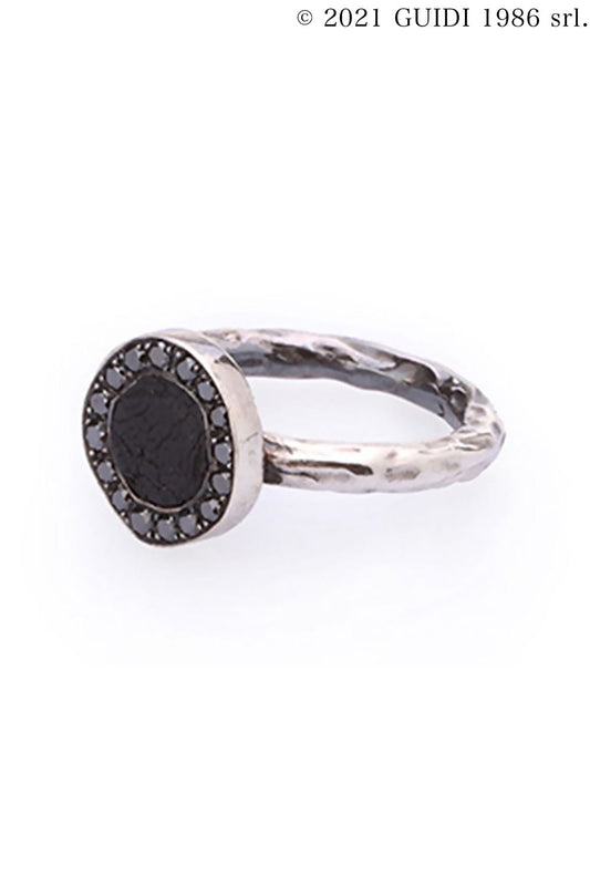 G-AN03DN - Leather Motif Black Diamond Round Ring