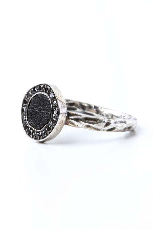 Leather Black diamond College Ring
