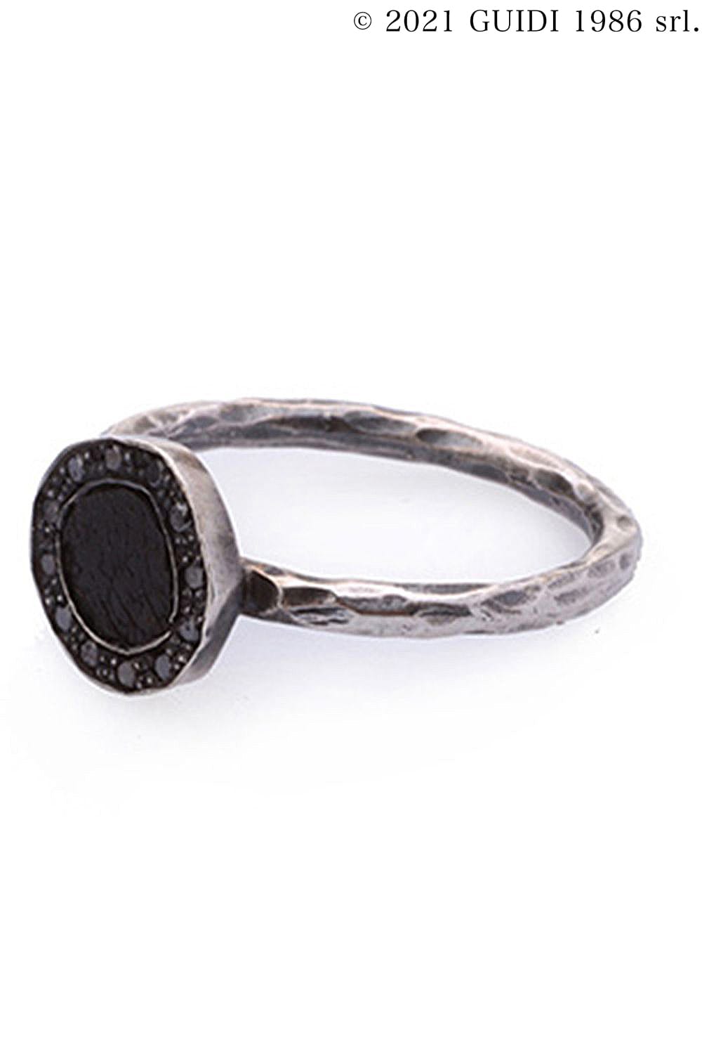 G-AN03DN_NANO - Leather Motif Black Diamond Round Ring Mini