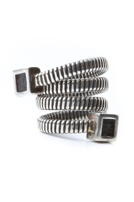 Leather Motif Spiral Ring